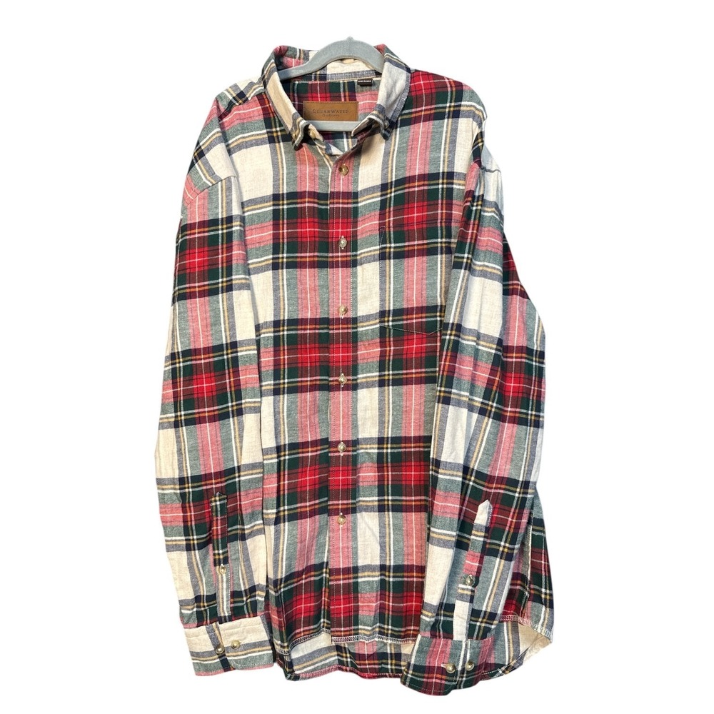 Clearwater Outfitters Red/Gray Rustic Plaid Long Sleeve Button Up Mens Size L